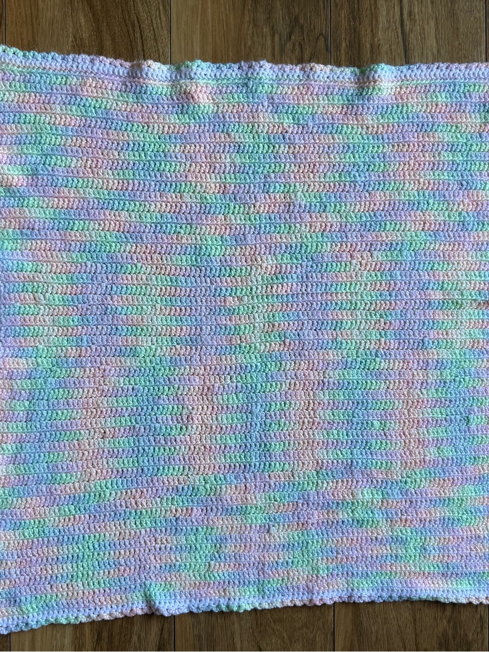 Handmade Crochet Baby Blanket Pastel Pink Blue Green Afghan